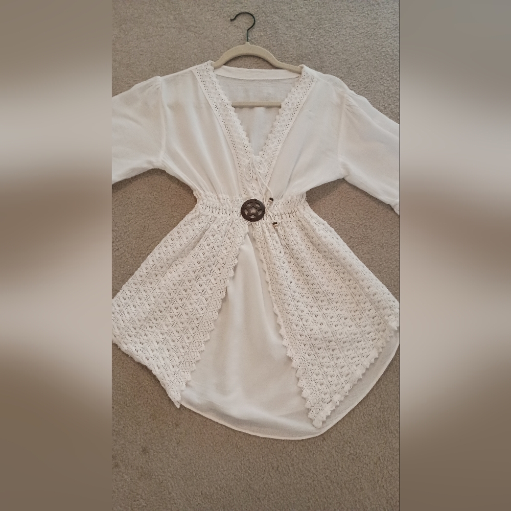 White Crochet Swim Cover Up